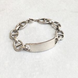 Vintage Sterling Silver ID Bracelet Anchor Mariner 7.75" Chain Identity